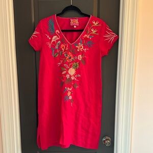 Johnny Was Pink Embroidered Dress Size S
